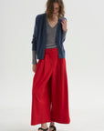 PRE-ORDER • Bio Twill Triple Pleat Cropped Pant, Red