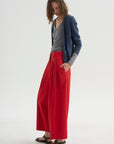 PRE-ORDER • Bio Twill Triple Pleat Cropped Pant, Red