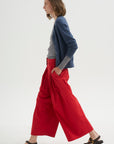 PRE-ORDER • Bio Twill Triple Pleat Cropped Pant, Red