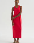 Compact Ultra Stretch Knit Sleeveless Dress, Red