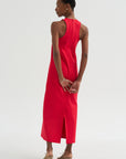 Compact Ultra Stretch Knit Sleeveless Dress, Red
