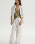 Crinkle Stripe Suiting Shawl Collar Jacket, Ivory Multi