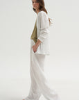 Crinkle Stripe Suiting Shawl Collar Jacket, Ivory Multi