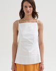 Eco Poplin Strappy Open Back Top, White