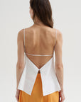 Eco Poplin Strappy Open Back Top, White