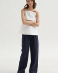 Menswear Crepon Stella Full Length Pant, Navy Multi