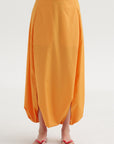 Summer Nylon Flat Front Jalouise Skirt, Orange