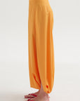 Summer Nylon Flat Front Jalouise Skirt, Orange