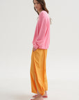 Summer Nylon Flat Front Jalouise Skirt, Orange