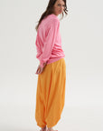 Summer Nylon Flat Front Jalouise Skirt, Orange
