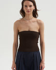 Ribbed Sweater Tube Top, Hickory Brown