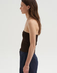 Ribbed Sweater Tube Top, Hickory Brown