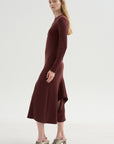 Neoprene Front Drape Dress, Bordeaux