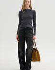 Feather Weight Ribbed Crewneck, Charcoal