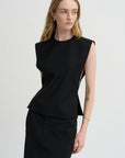 Pre-Order • Recycled Tropical Wool Bib Top, Black