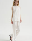 Woven Stripe Drawstring Trouser, Meringue