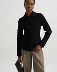 Raw Hem Cotton Jacket, Black