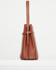 Belted Grained-Leather Bucket Bag, Sienna