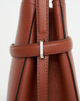 Belted Grained-Leather Bucket Bag, Sienna