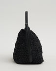 Belted Paper Raffia Tote, Black