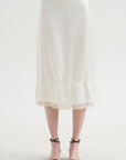 Layered Satin Skirt, White