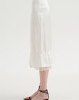 Layered Satin Skirt, White
