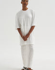 Crinkled Knit Skirt, White