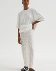 Crinkled Knit Skirt, White