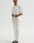 Crinkled Knit Skirt, White