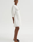 Balloon Sleeve Cotton Dress, White