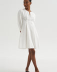 Balloon Sleeve Cotton Dress, White