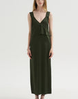 V-Neck Slip Dress, Bottle Green