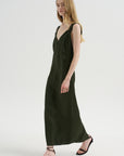 V-Neck Slip Dress, Bottle Green