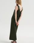 V-Neck Slip Dress, Bottle Green