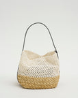 Medium Belted Paper Raffia Tote, Ecru & Vanilla