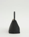 Med Belted Grained-Leather Tote, Black