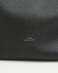 Med Belted Grained-Leather Tote, Black