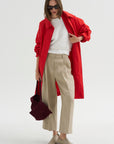 Double Pleat Linen Trousers, Beige