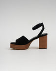 Platform Suede Sandals, Black & Tan