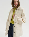 Collard Drawstring Jacket, Oyster