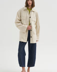 Collard Drawstring Jacket, Oyster