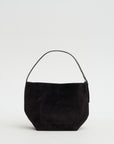 Medium Belted Suede Tote, Espresso