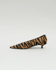 Sharp Pony Hair Kitten Pumps, Tiger