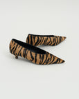 Sharp Pony Hair Kitten Pumps, Tiger