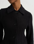 Raw Hem Cotton Jacket, Black