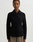Raw Hem Cotton Jacket, Black