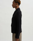 Raw Hem Cotton Jacket, Black