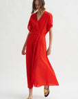 Long Aki Wave Dress, Vermillion
