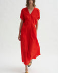 Long Aki Wave Dress, Vermillion