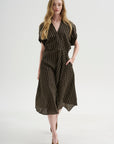 Aki Wave Dress, Brown & Tan